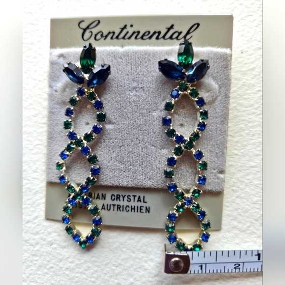 VTG💫Austrian Crystal Post Dangle Earrings - Picture 4 of 8